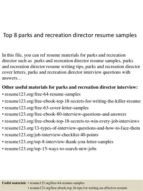 Top 8 Parks And Recreation Director Resume Samples