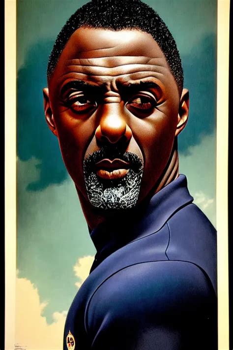 Idris Elba Portrait By Gil Elvgren And Norman Rockwell Stable