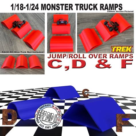 1/24th Monster Truck Ramp Set Includes 3 Jump/roll Over Ramps 200mm Works as Display Stand ...