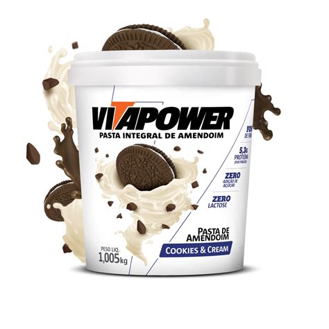 Pasta De Amendoim Integral 1005g Cookies Cream Vitapower Submarino