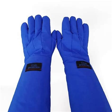 Blue Liquid Nitrogen Handling Cryogenic Hand Gloves Length 40 Cm For