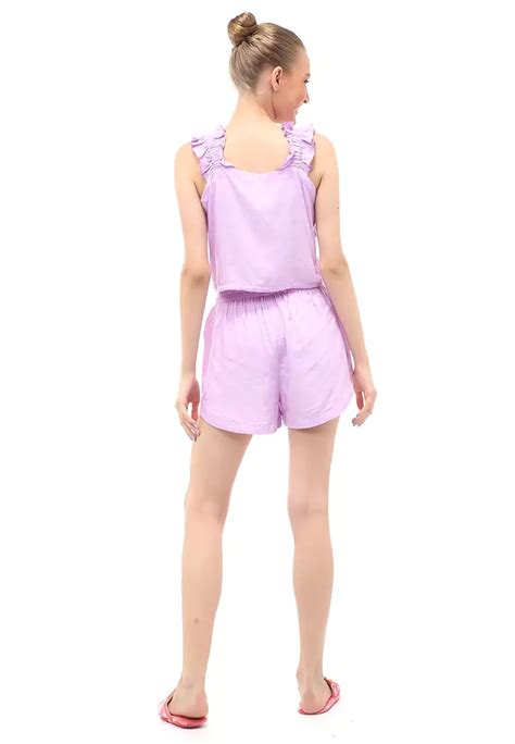 Jual Evernoon Set Pakaian Wanita Atasan Bawahan Design Serut Relaxed Fit - Lilac Original 2025