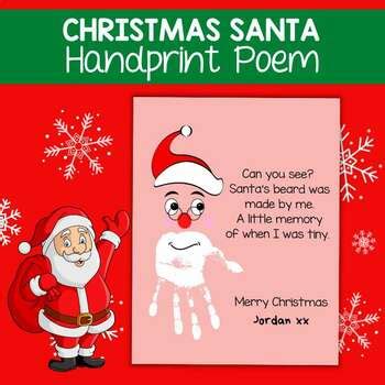 Christmas Santa Handprint Art Poem by Fun Sensory Play and Beyond