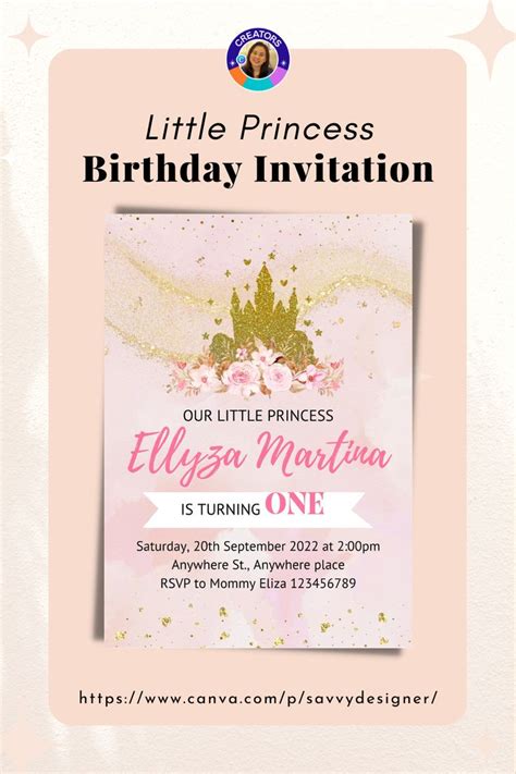 Gold and Pink Princess Invitation Portrait