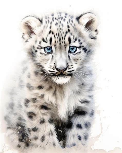 Premium Ai Image There Is A Snow Leopard With Blue Eyes Sitting On A