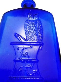 Poison Bottle Owl Drug Co Owl On Mortar Pestle Blue Triangular