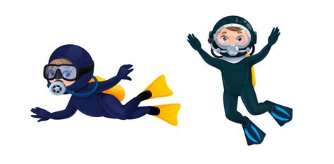 Cartoon Divers Underwater Scuba Diving Characters 22231077 Vector Art