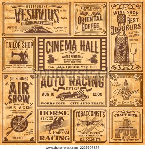 Vintage Newspaper Banners Old Advertising Vector Stock Vector Royalty