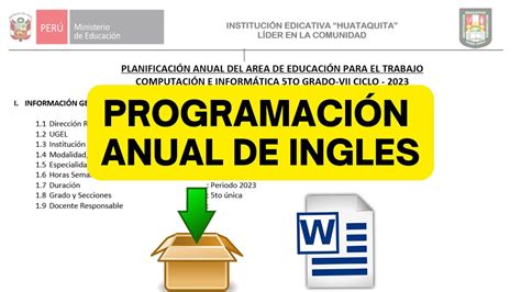 Programacion Planificacion Curricular Anual Del Area Ingles Idioma