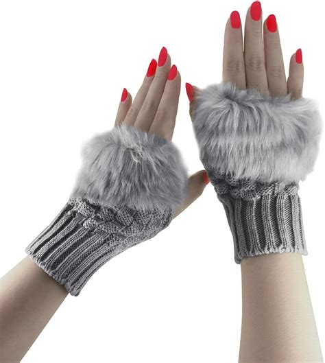 Mitaines Femme Hiver Gants Tricot Moufles En Laine Chaudes Demi Doigt