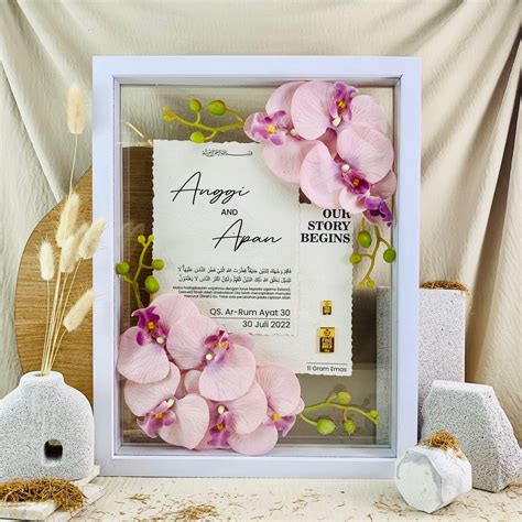 Jual MAHAR ANGGREK UKURAN 30x40 CM PIGURA PUTIH UNTUK NIKAH WEDDING