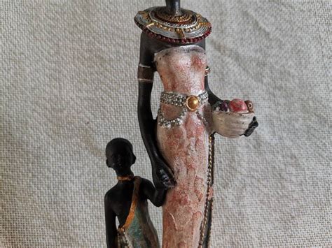 Vintage African Woman Statue With Child Standing African Etsy