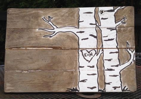 Items Similar To Rustic Pallet Wood Sign Customized White Birch Tree