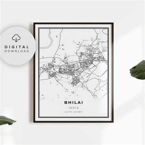 Bhilai Map Print India Map Art Poster Bhilai Nagar - Etsy | Map art ...