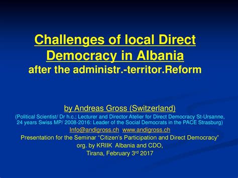 Challenges Of Local Direct Democracy In Albania After The Administr