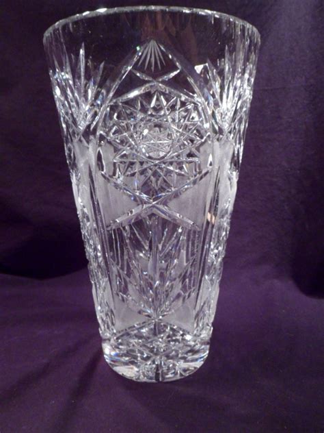 Vase Cut Crystal Large German Glass Vintage Heavy