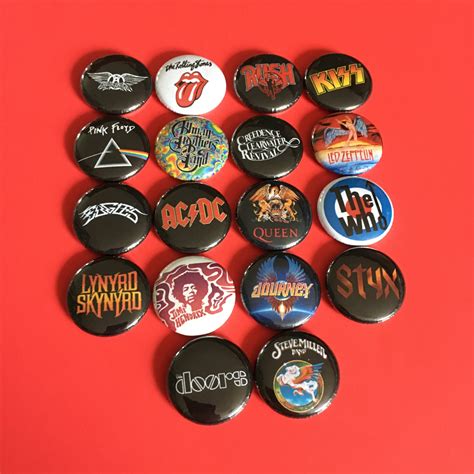 18 1 Classic Rock Band Buttons Pins 70s 80s Music Badge Etsy