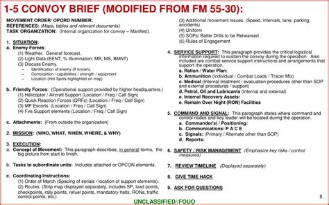 Convoy Brief Cheat Sheet