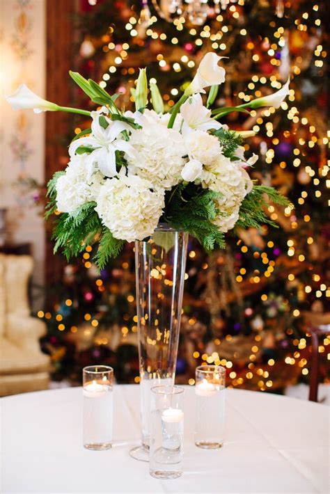 Towering White Hydrangea And Calla Lily Centerpieces