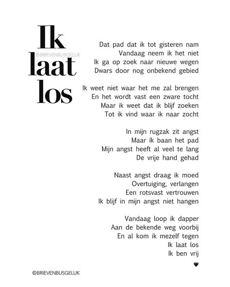 Brievenbusgeluk Op Instagram • Ik Laat Los • ©️ Uit ‘geef Me Je Echt’ 🛒dit Gedicht Vind Je