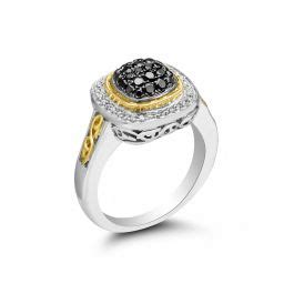 Charles Krypell Sterling Silver 14KWG 18KYG White Black Diamond Ring