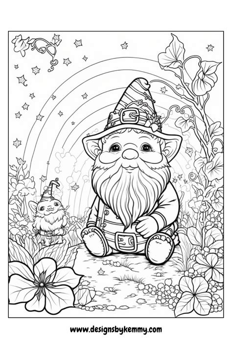 St Patrick S Day Fantasy Gnomes Coloring Page St Patricks Day In