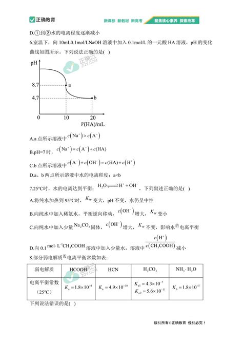 （3）水溶液中的离子平衡——2024届新高考化学一轮复习化学反应原理特训卷正确云资源