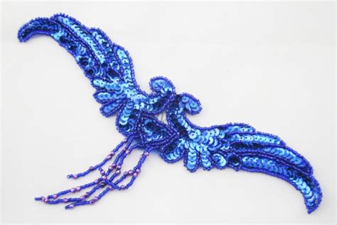 Wings Sequin Motif W Beaded Drops Royal Shine Trimmings Fabrics