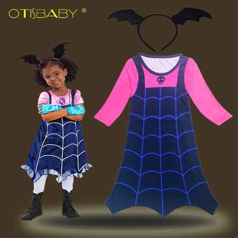 Girls Vampirina Cosplay Costume For Halloween Long Sleeve Black Dress