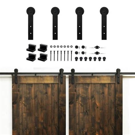 Low Profile Black Sliding Barn Door Hardware Kit Single Or Double