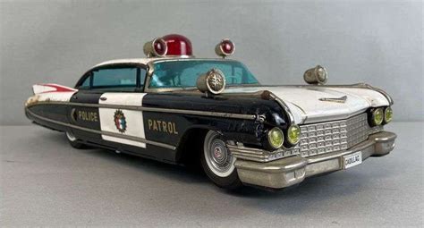 Vintage Yonezawa Cadillac Highway Police Patrol Tin Toy Car Matthew