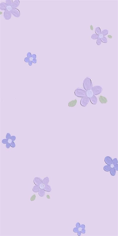 Light purple hand drawn flowers aesthetic mobile phone wallpaper ...