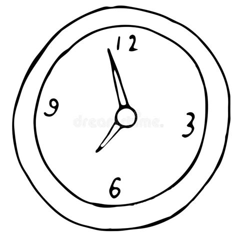 Round Wall Clock With Arrows Vector Illustration In Doodle Style