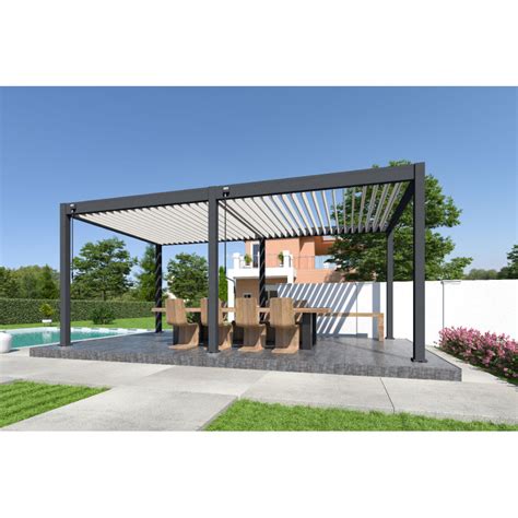 Pergola bioclimatique autoportée Ombréa en aluminium 3x6 M