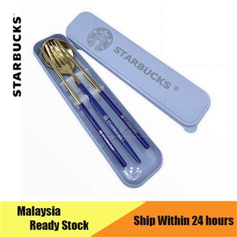 Starbucks Stainless Steel 3in1 Cutlery Set Spoon Chopstick Fork Set