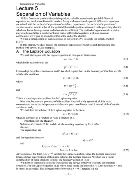 Lecture Separation Of Variables