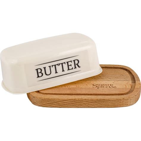 Масленка дерево, крышка пластик, Sugar&Spice, Rosemary Butter ...