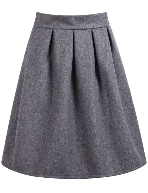 Grey High Waist Pleated Skirt Shein Sheinside Grey Pleated Skirt