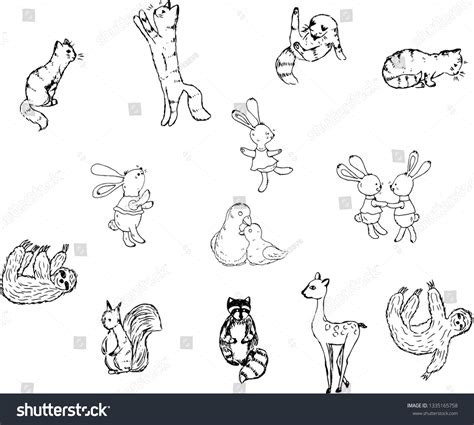 Cute Animals Coloring Vector Illustration Stock Vector Royalty Free