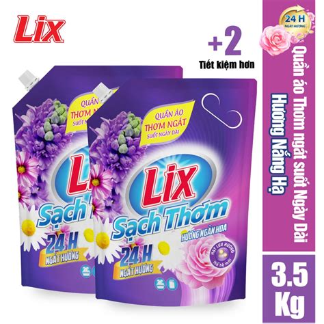COMBO 2 túi nước giặt LIX Sạch Thơm hương ngàn hoa (2 túi x 3.5kg ...