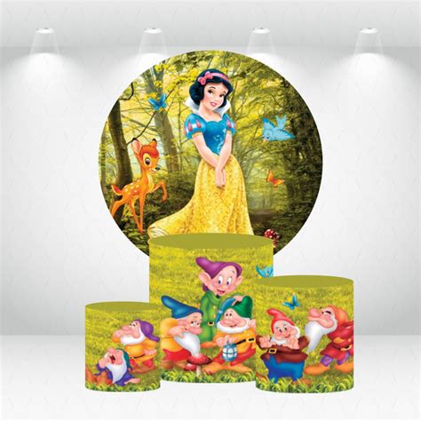 Painel Redondo Kit De Capas De Cilindros Branca De Neve Elo