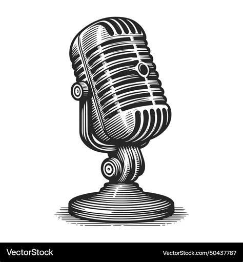 Vintage microphone sketch Royalty Free Vector Image