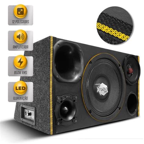 Caixa Som Trio Goiano Amplificada Shutt W Woofer Xplode Woofer