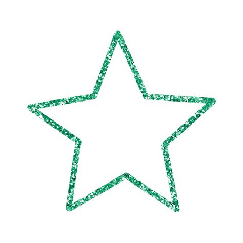 Green Star Glitter Outlined 14968375 Png