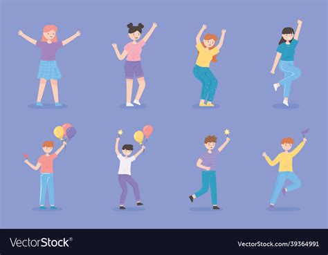 Celebrating happy people set Royalty Free Vector Image