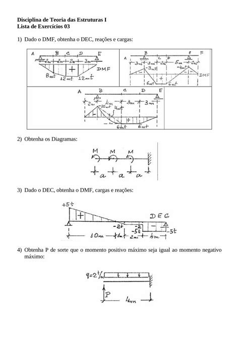 PDF Disciplina de Teoria das Estruturas I Lista de Exercícios
