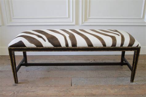 Custom Zebra Print Upholstered Hide Bench At 1stdibs