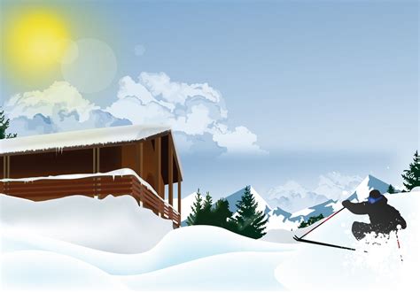 Ski in the Snowy Mountain - Download Free Vector Art, Stock Graphics ...