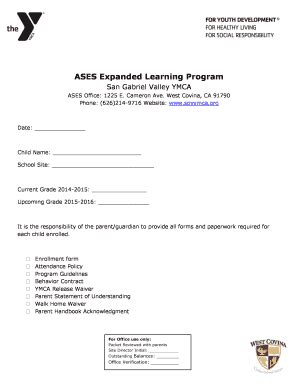 Fillable Online Ases Expanded Learning Program Aws Fax Email Print