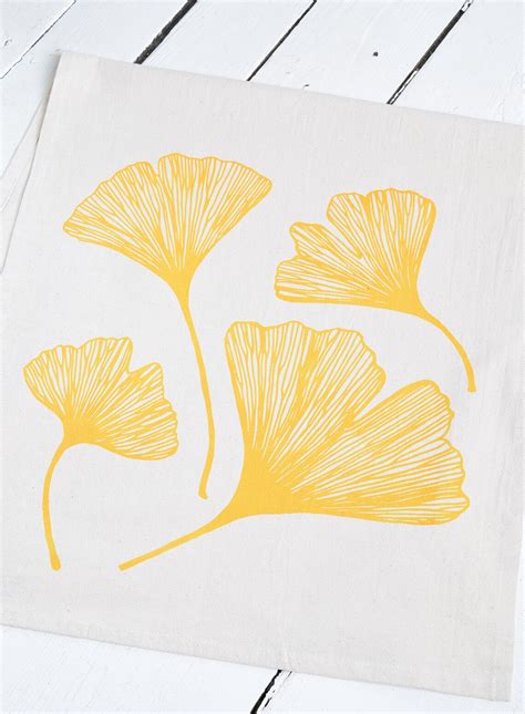 Ginkgo Leaf Tea Towel Organic Cotton Ginkgo Biloba Etsy